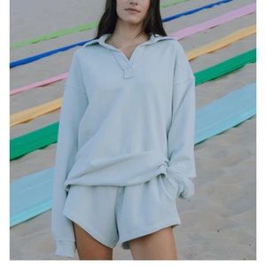 Daily Drills Lounge Top Oversized Collared Crew and shorts!